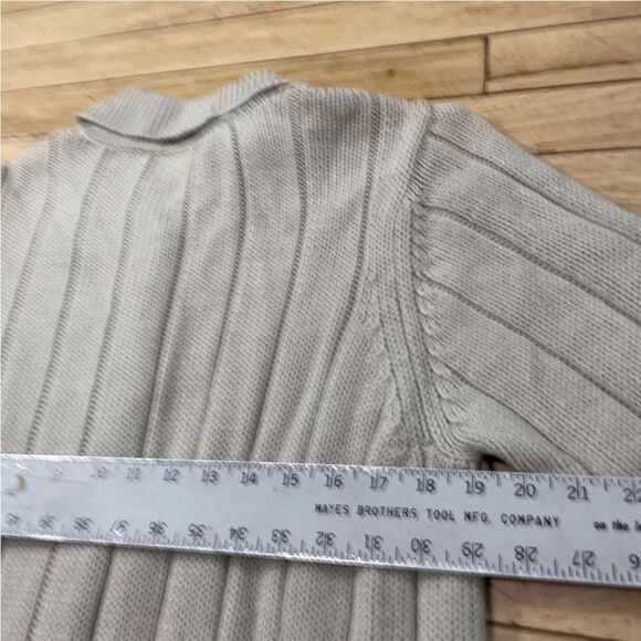 BURNS Wool Knit Duster Sweater Dress Womens 1X Vintage Tan Beige Long Cardigan - Picture 11 of 15